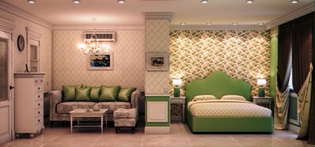 Сочетание обоев в интерьере при зонировании комнаты фото